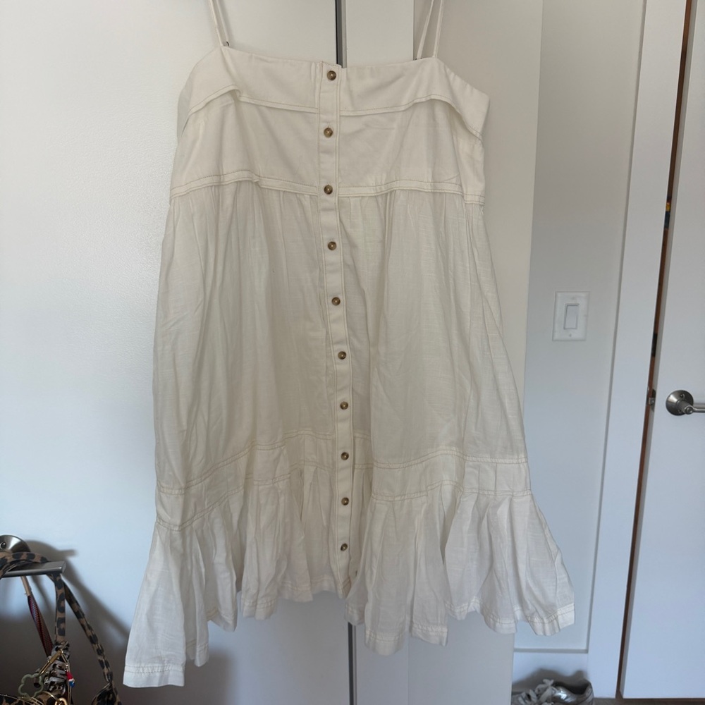 Pilcro Cream Strapless Dress with Button Detail - Picture 3 of 5